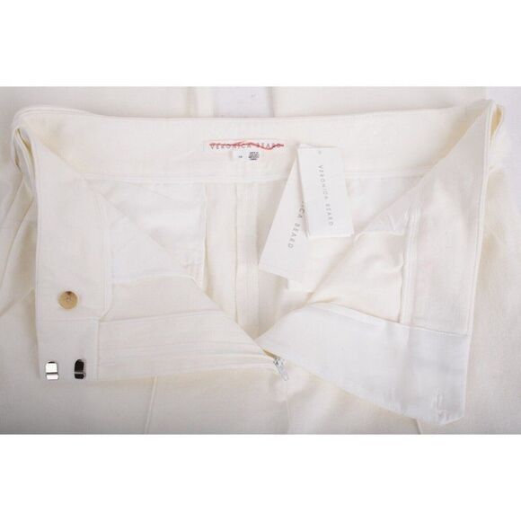 Veronica Beard Womens Elsbury Flared Pants Seamed Off White Ivory Sz US 14 New - Picture 7 of 9